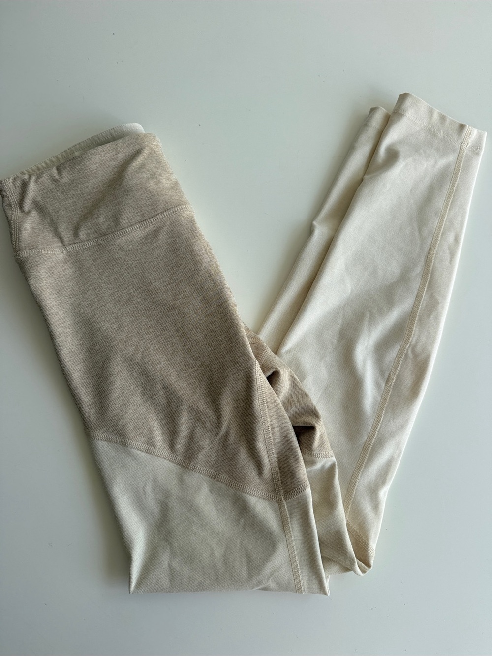 Outdoor Voices Two-Tone Beige and Cream Leggings